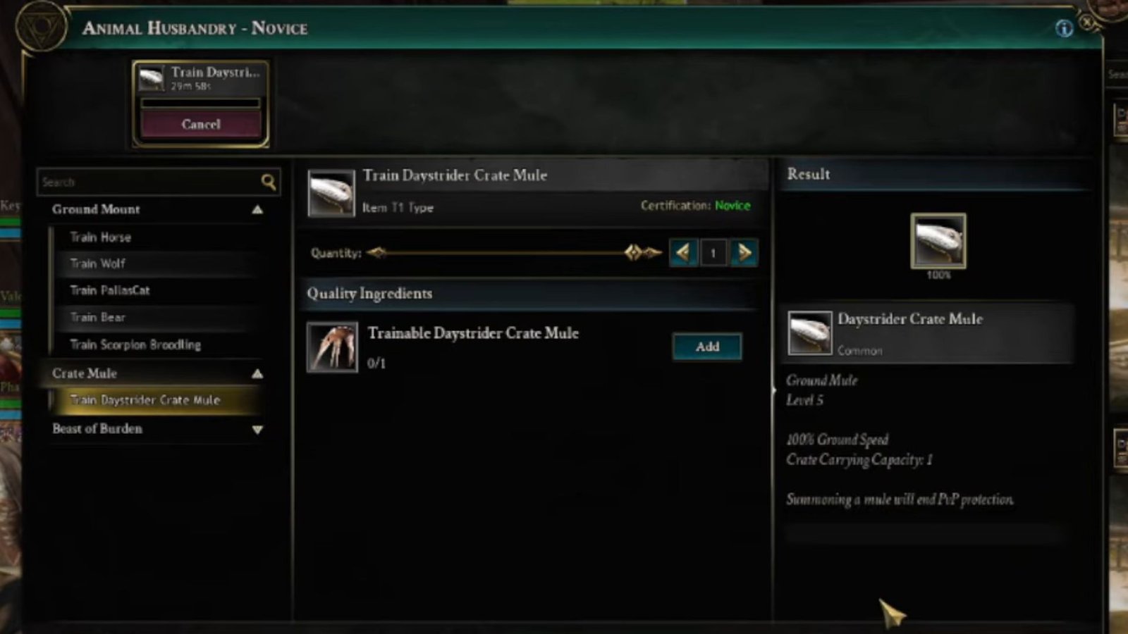 Summon crate mule Ashes of Creation