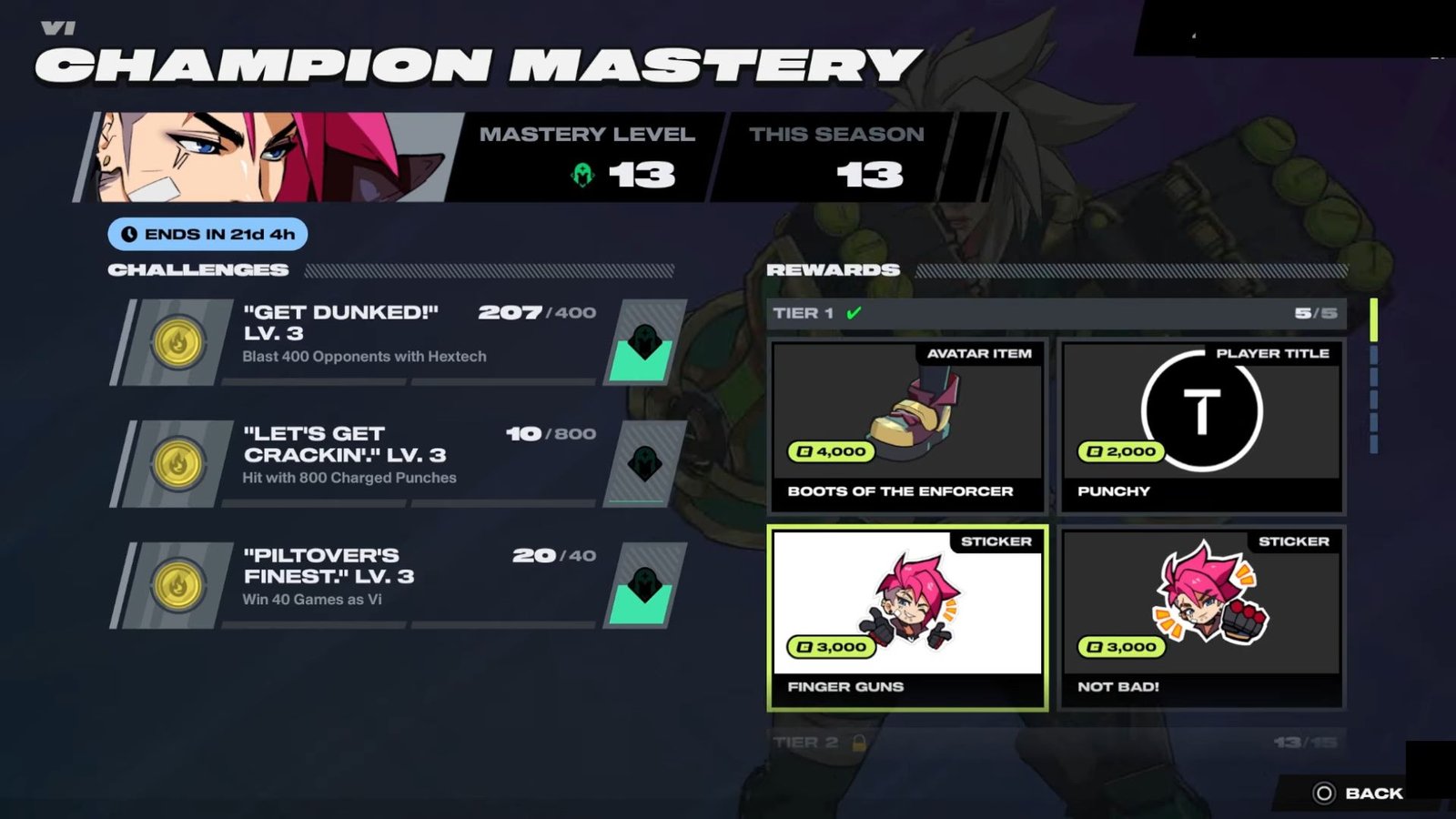 Champion mastery 2xko