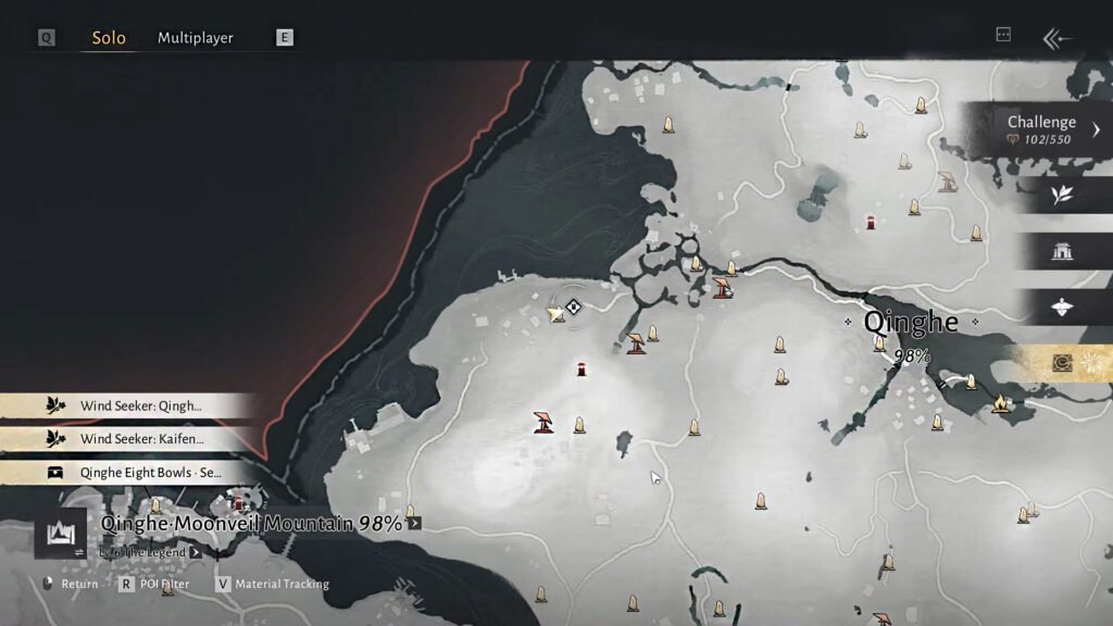 Where Winds Meet Qinghe Map Gilded Chase Quest