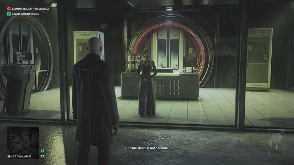 Hitman Lilith Talking to Agent 47 Virus Chamber