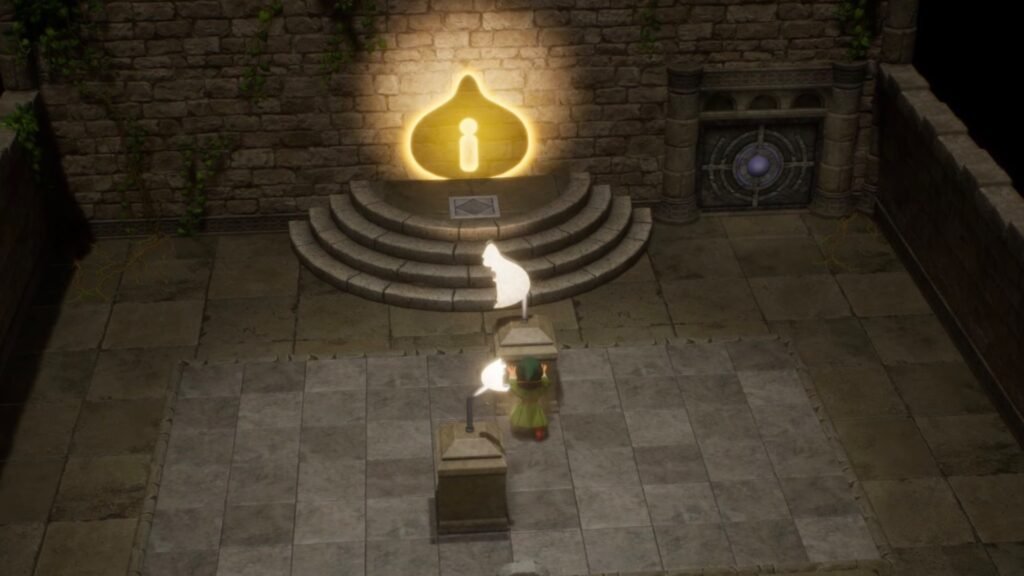 Moving the second statue in Dragon Quest 7 Reimagined.