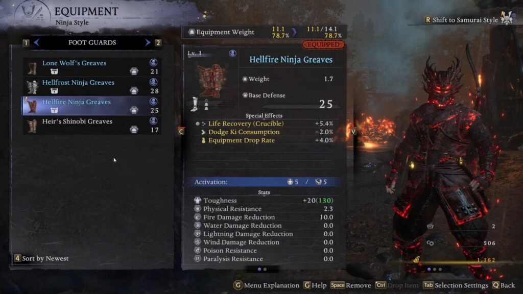 Hellfire Equipment Set in Nioh 3.