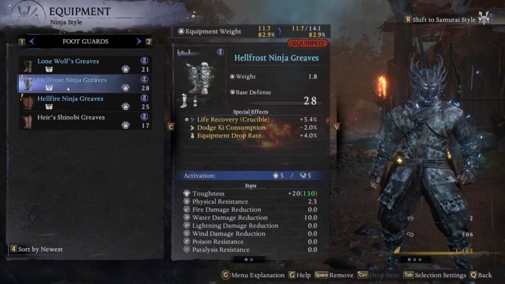 Hellfrost Equipment Set in Nioh 3.