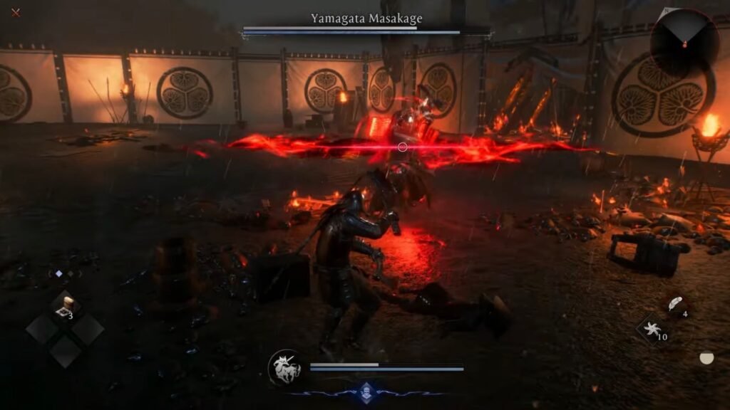 Performing Burst Breaks on Yamagata's Burst Attacks in Nioh 3.