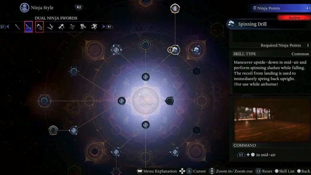 Dual Ninja Swords Skills in Nioh 3.