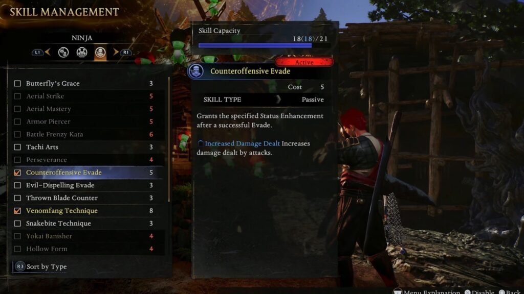 Passive Ninja Skills in Nioh 3.