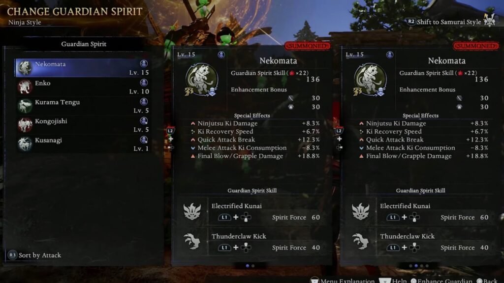 Guardian Spirit Nekomata in Nioh 3.