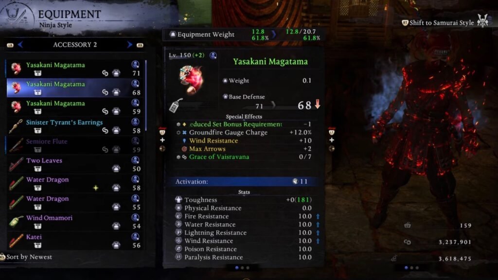 Yasakani Magatama overview in Nioh 3.