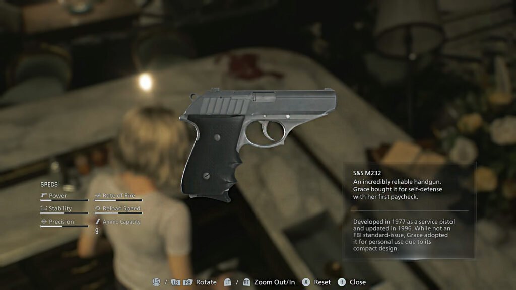 Resident Evil 9 S&S M232 handgun Grace