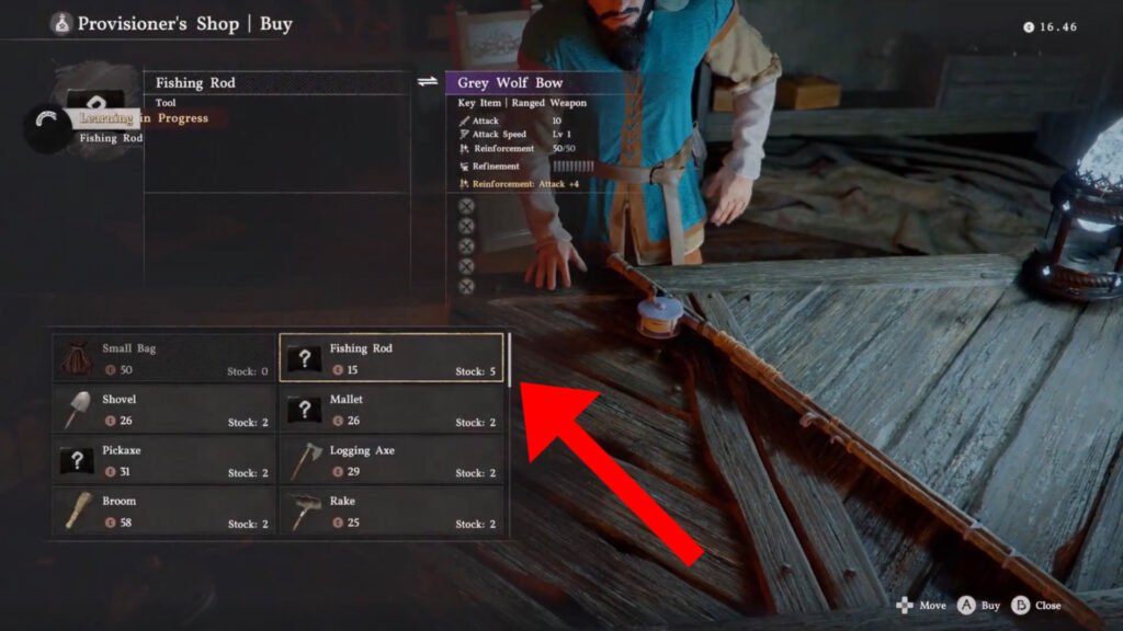 Purchasing Fishing Rods in Crimson Desert.
