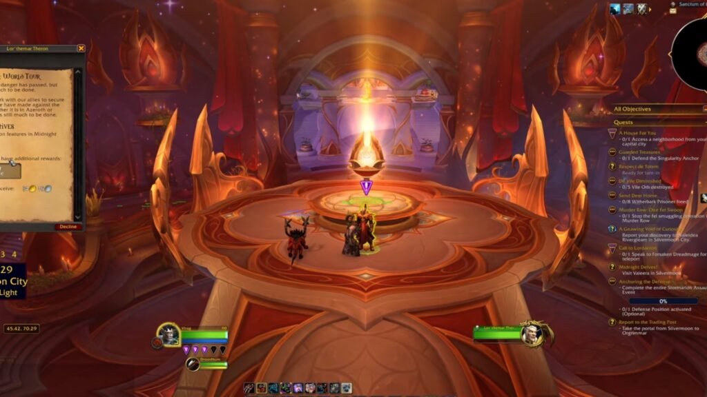 Accepting the Midnight World Tour quest in WoW.