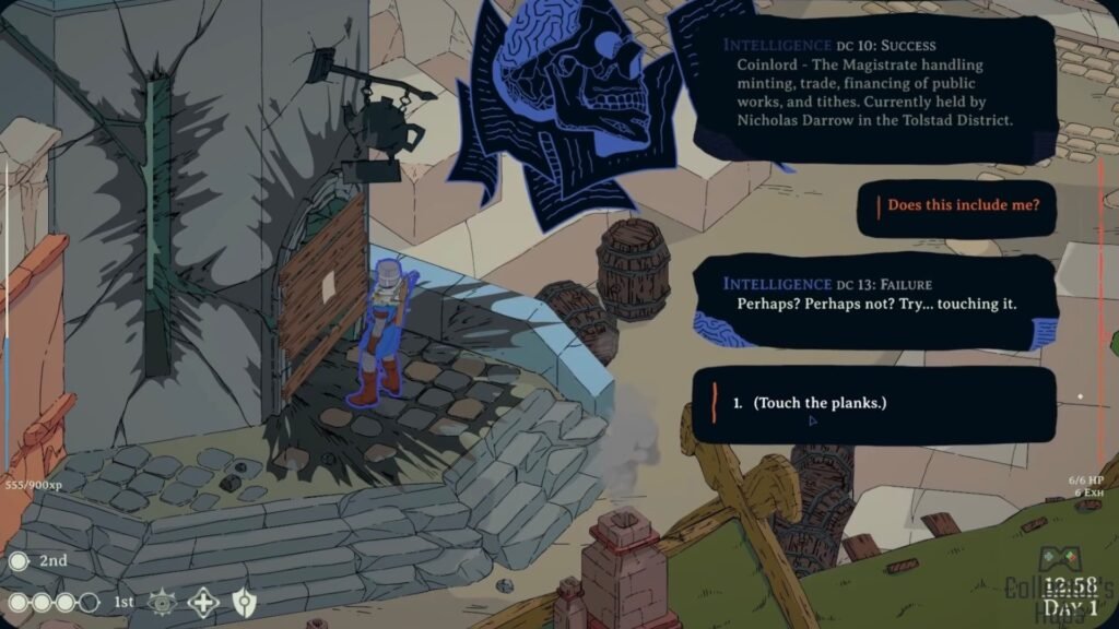 Touching the Tea Shop entrance plan in Esoteric Ebb.