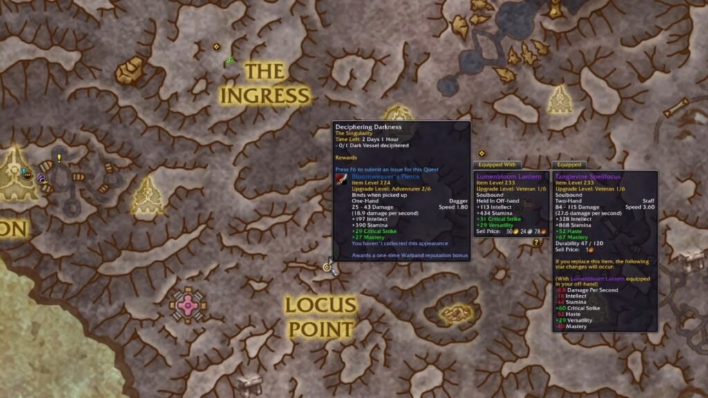 Deciphering Darkness quest location in WoW Midnight.