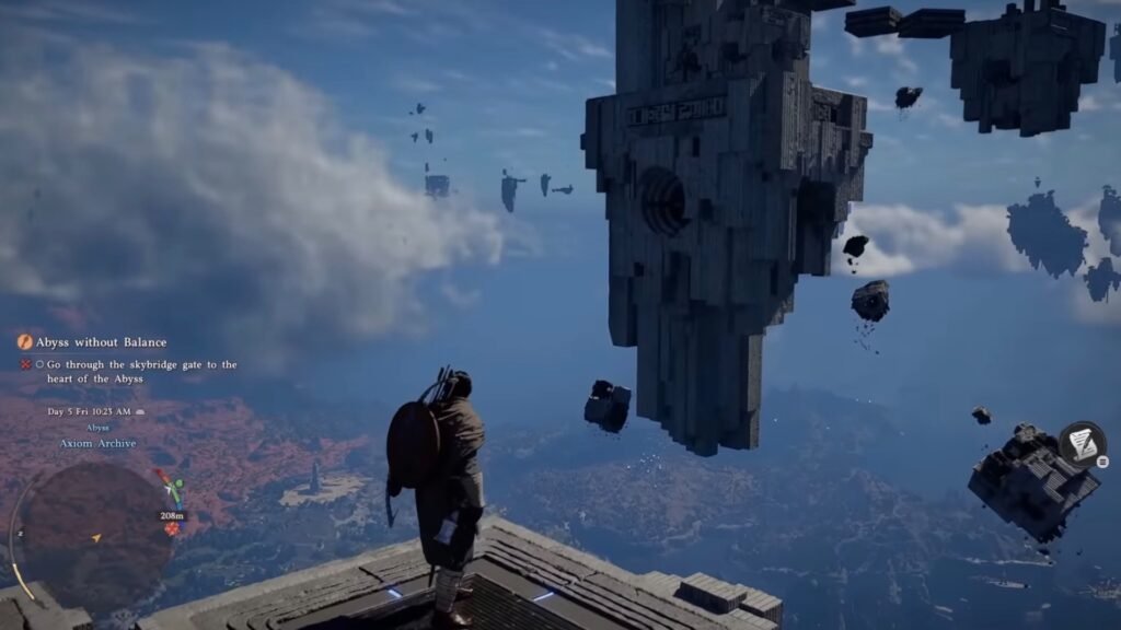 Waiting for the floating platforms to arrive.