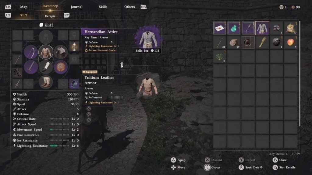 Equipping the Hernandian Attire.