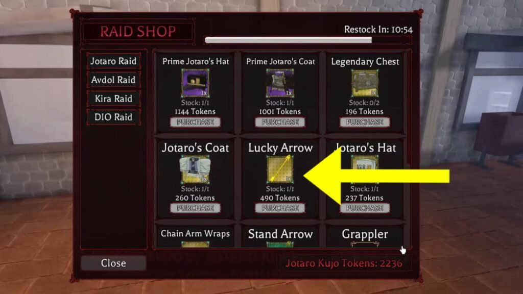 Raid Shop with Lucky Arrows in Bizarre Lineage.
