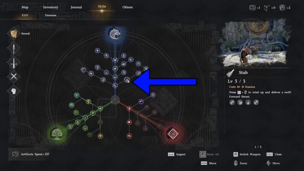 Unlocking the Stab skill in Crimson Desert.