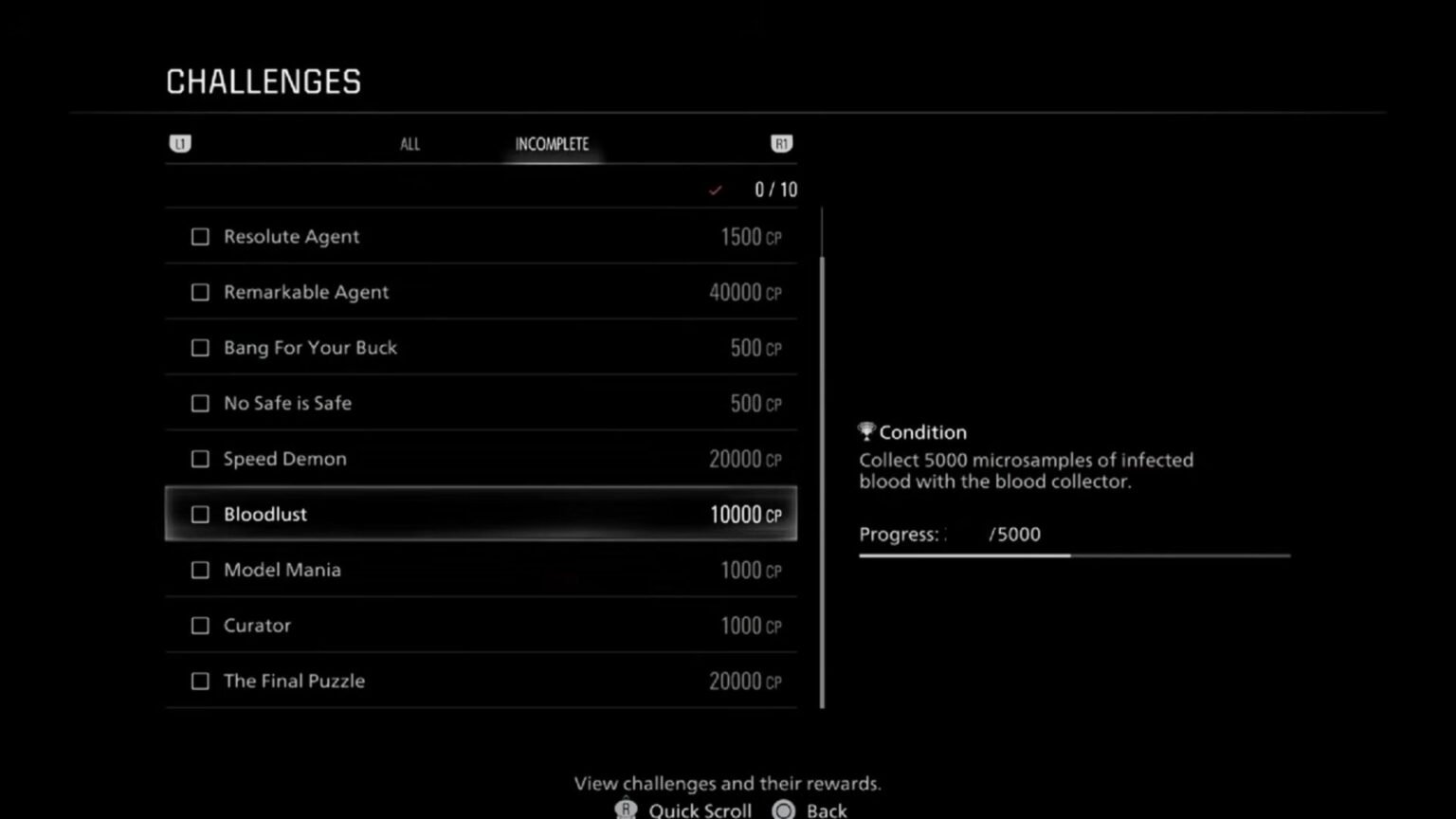 Bloodlust trophy RE9