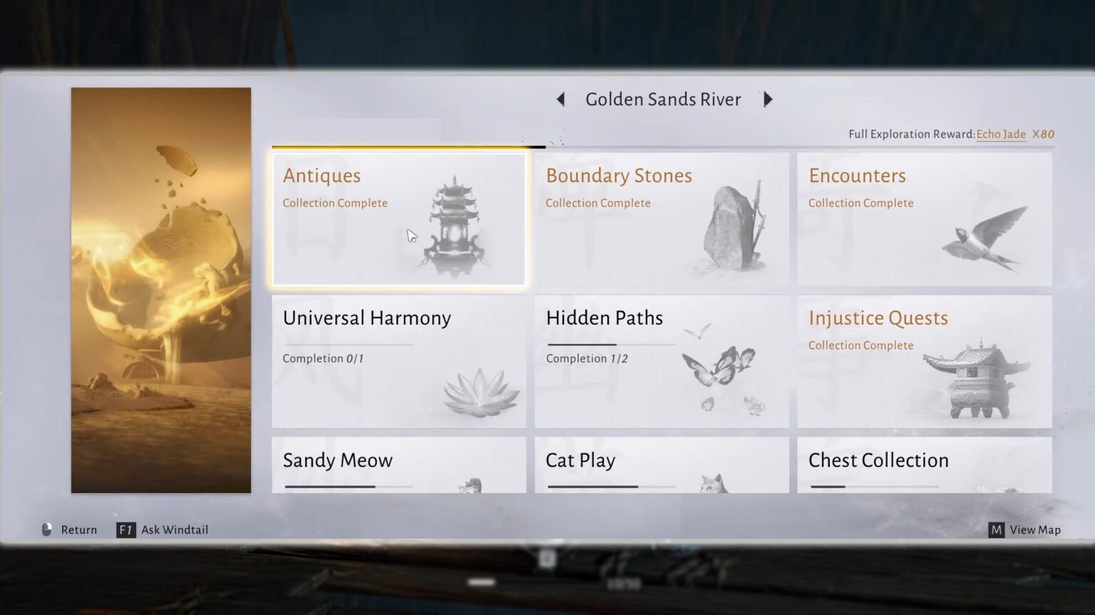 Where Winds Meet Golden Sand RIver Antiques Collection Page Feature Image