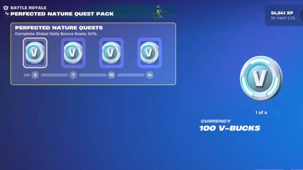 Perfected Nature Quest Pack Daily Bonus Goals in Fortnite.