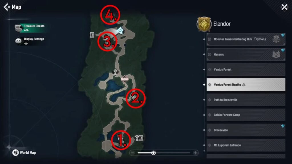 Ventus Forest Depths Chest Locations in Mongil: Star Dive.