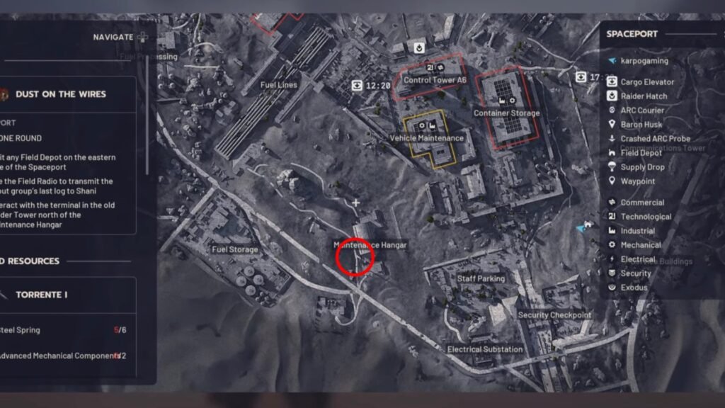 Scout Patrol's trace location near Maintenance Hangar.