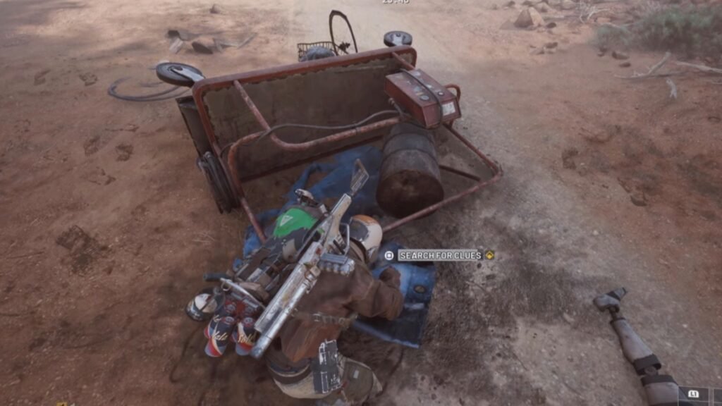 Searching the remains of the Scout Patrol.