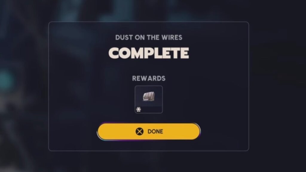 Completing the "Dust on the Wires" quest.