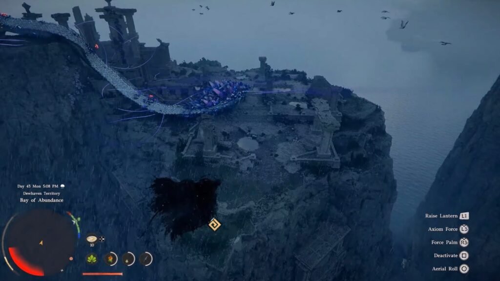 Gliding to the Serpent Shrine at Delesyia.