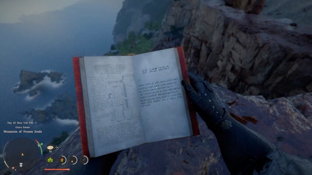 Reading the Aeserion Gear Blueprint Crafting Book to unlock the Weapon Blueprints.