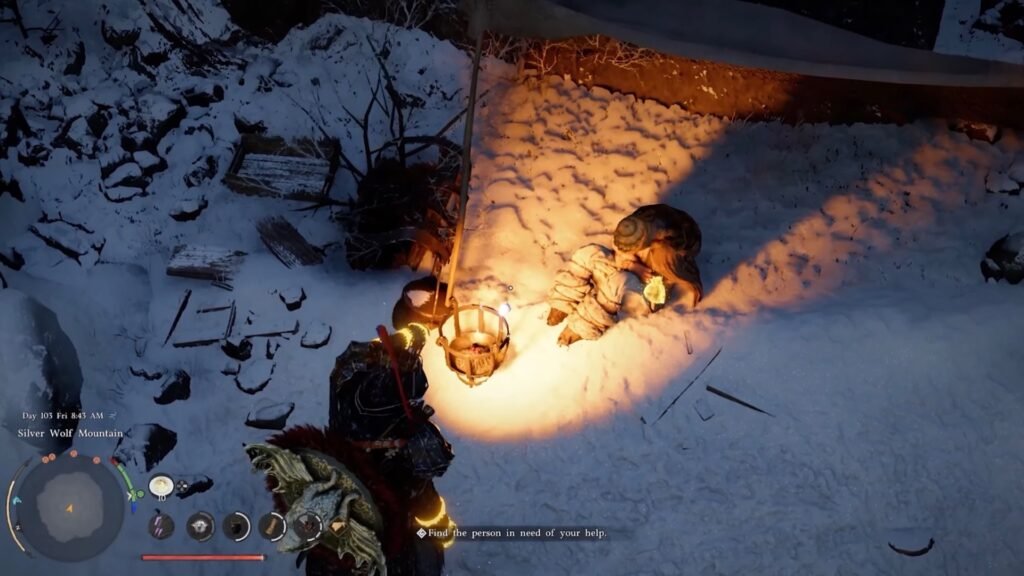 Lighting the fire to warm the Witch.