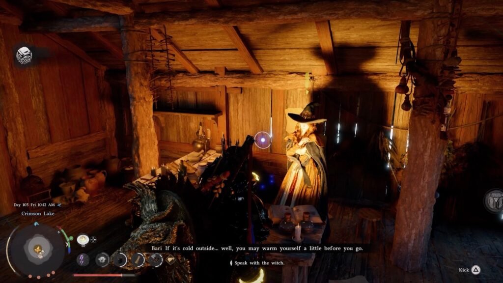 Speaking to Bari, the Witch of Kindness.