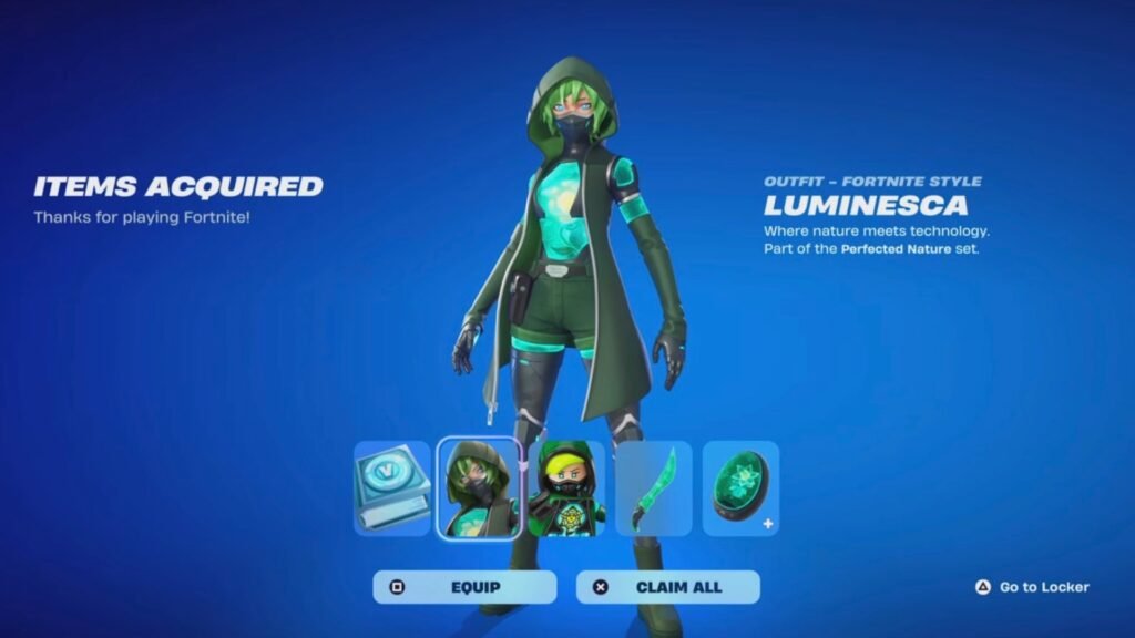 Purchasing the Perfected Nature Quest Pack in Fortnite.