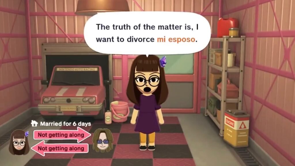 Initiating a divorce in Tomodachi Life: Living the Dream.