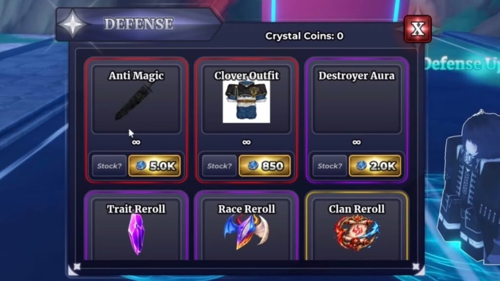 Purchasing Anti-Magic from the Defense Merchant NPC in Sailor Piece.