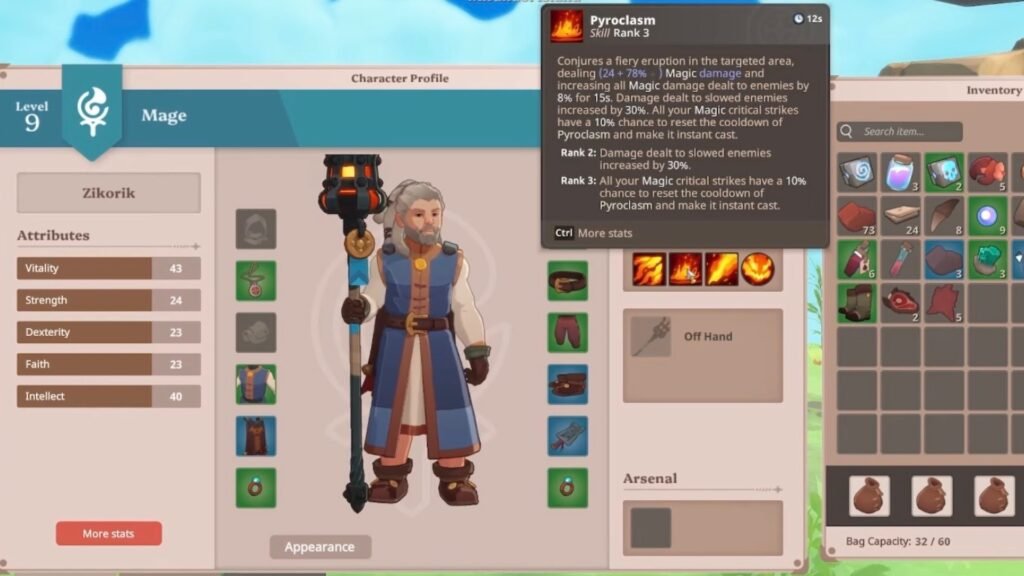 Mage Radiance Weapon Skills in Farever.